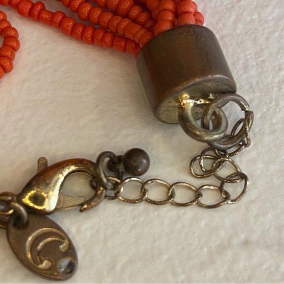 Red Seed Bead Multi Strand Bracelet | Vintage Southwest Boho Beaded Bracelet - Picture 6 of 7